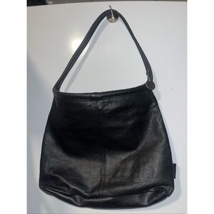 The Sak Black Soft Leather Handbag Shoulder Bag Purse Pebbled Leather Medium Bag